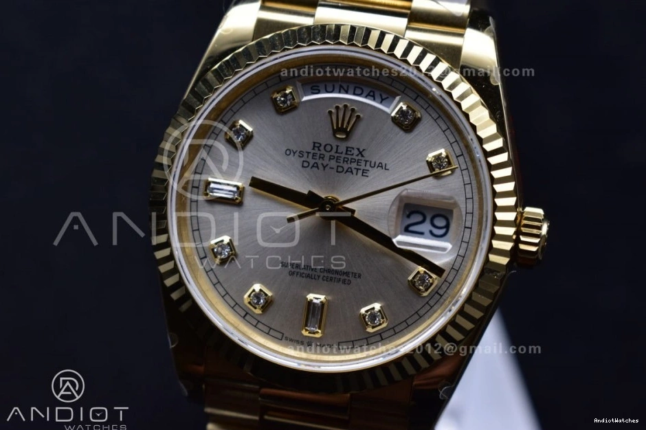 Weight) DayDate 702 QF 36 904L (Gain Square Steel with YG Edition President on vr3255 Silver V5 Bracelet Dial Comfortable Best Diamond 0215